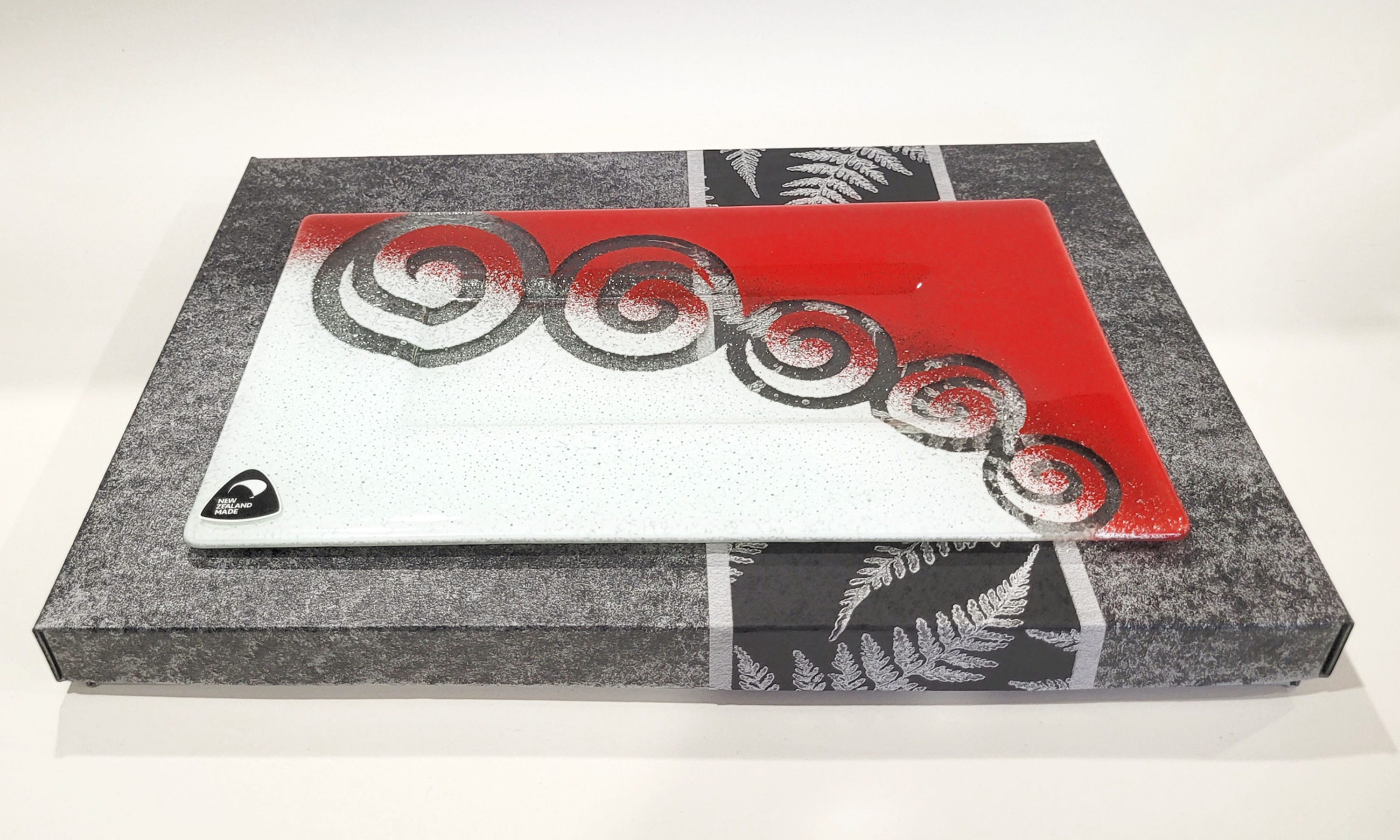 Koru Glass Rectangle Plate in MADINZ Presentation Bag