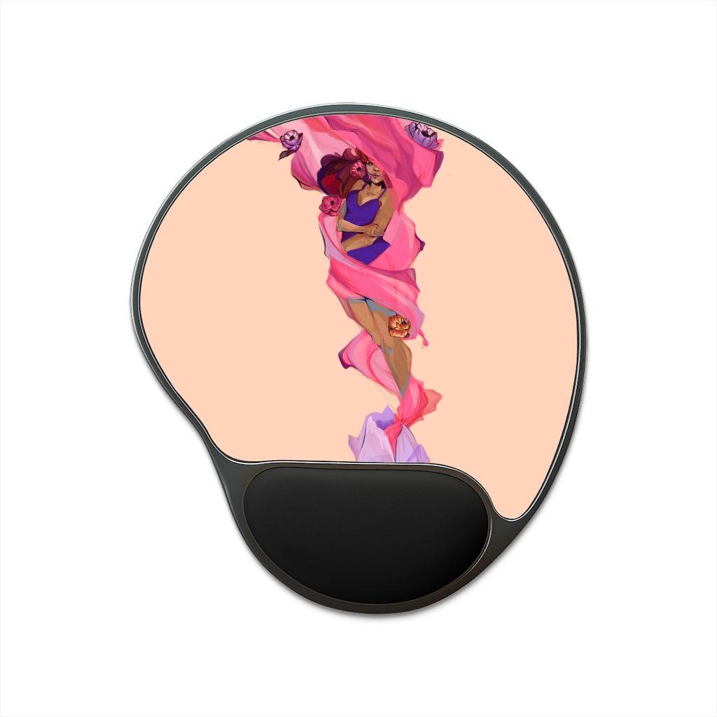 Mouse Pad With Wrist Rest Flower Girl