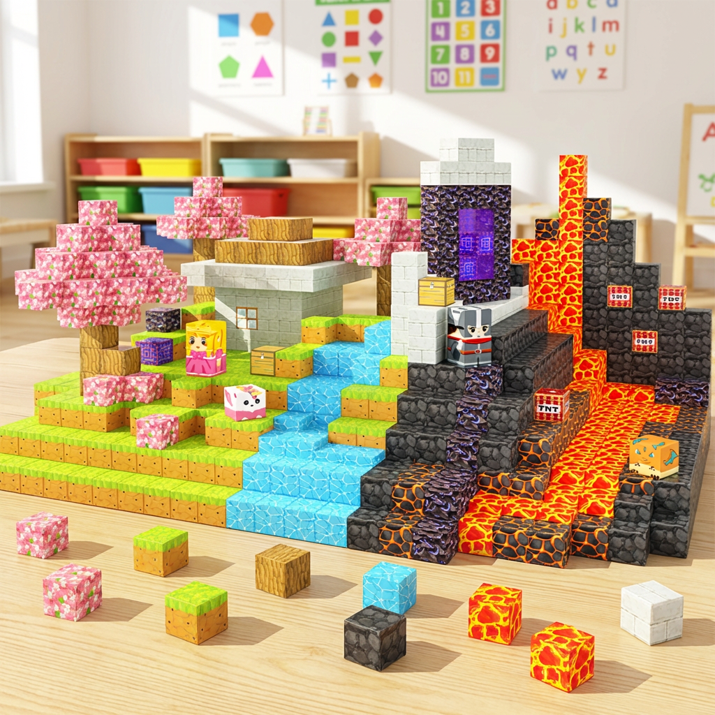 KiwiKids Magnetic Building Blocks – 100pc - Montessori Magnetic Cube Learning To