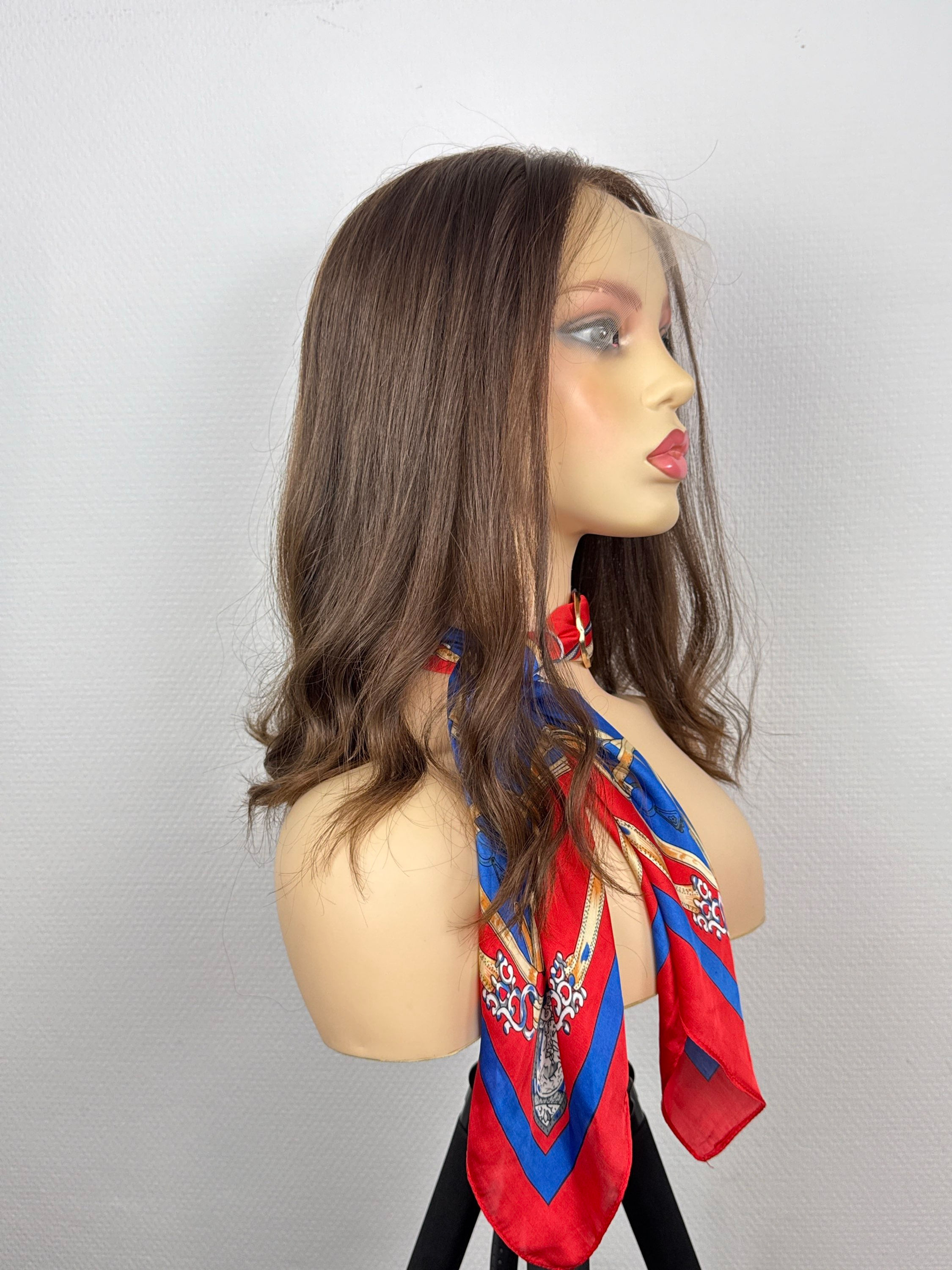 "LAURA légèrement WAVY" CHEVEUX RUSSES LACE TOP WIG :XS/S, 45cm (18")