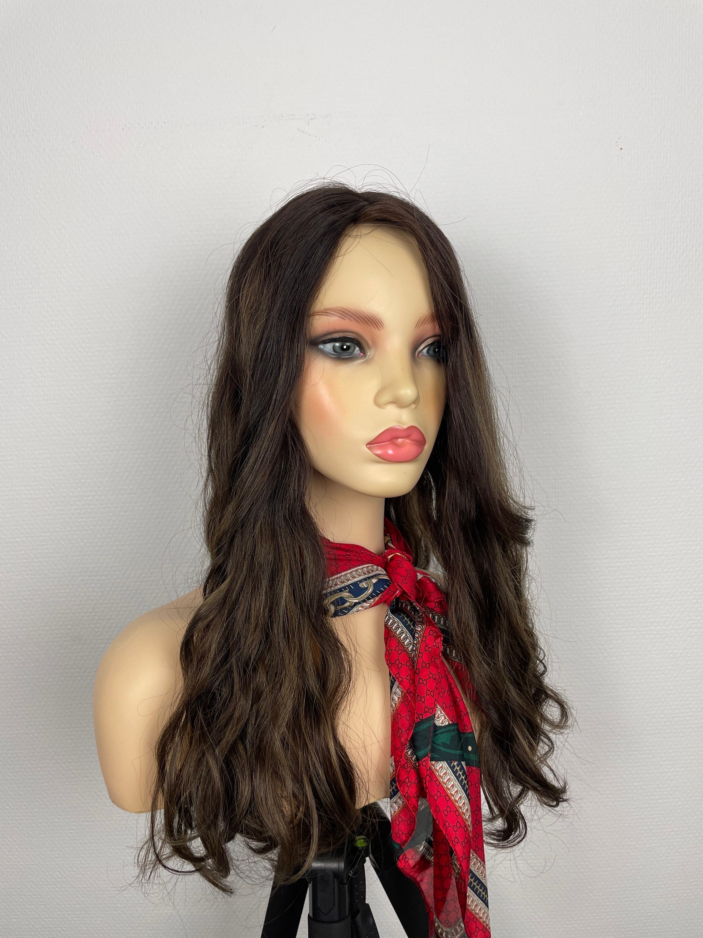 "DARK ARYA WAVY" TOPPER cheveux européens : 8x8, 56cm, (22'')