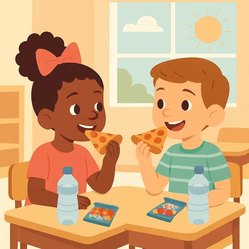 Classmates talking about their summer break.