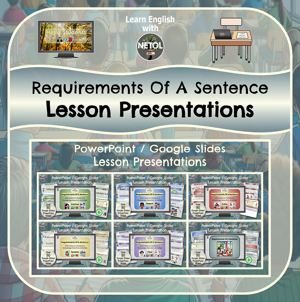 Thumbnail: Requirements Of A Sentence - MEGAPACK - Lesson & Knowledge Retention Activities