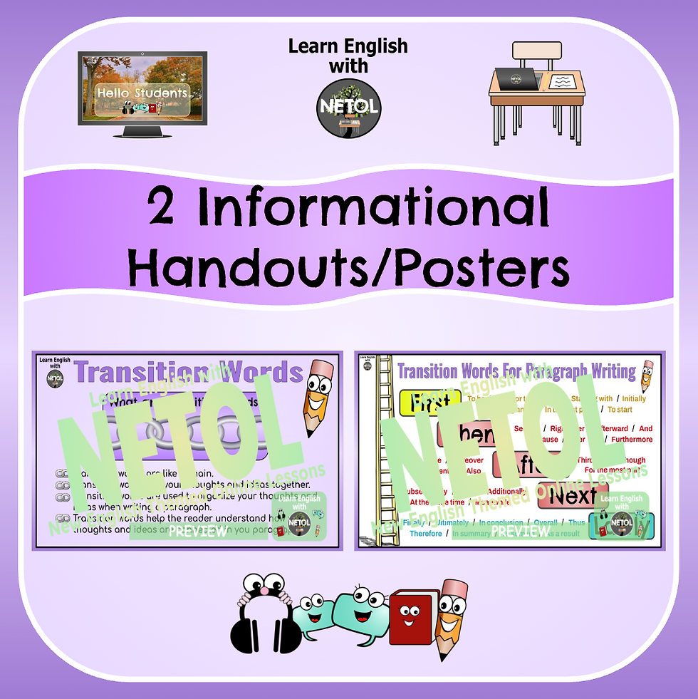 Thumbnail: Transition Words For Paragraph Writing - Lesson, Handouts & An Activity