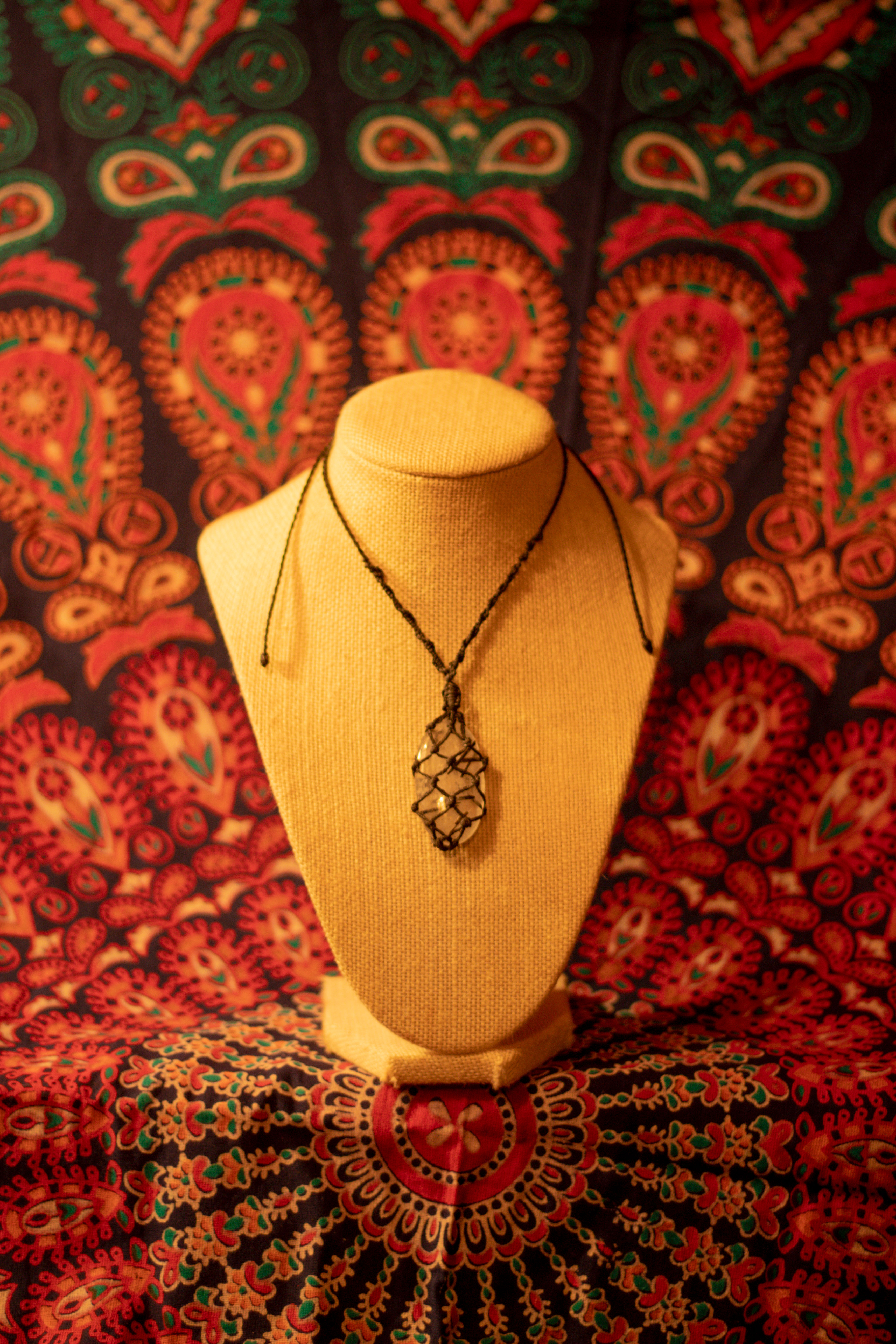 Tourmalinated Quartz Net-Wrapped Necklace
