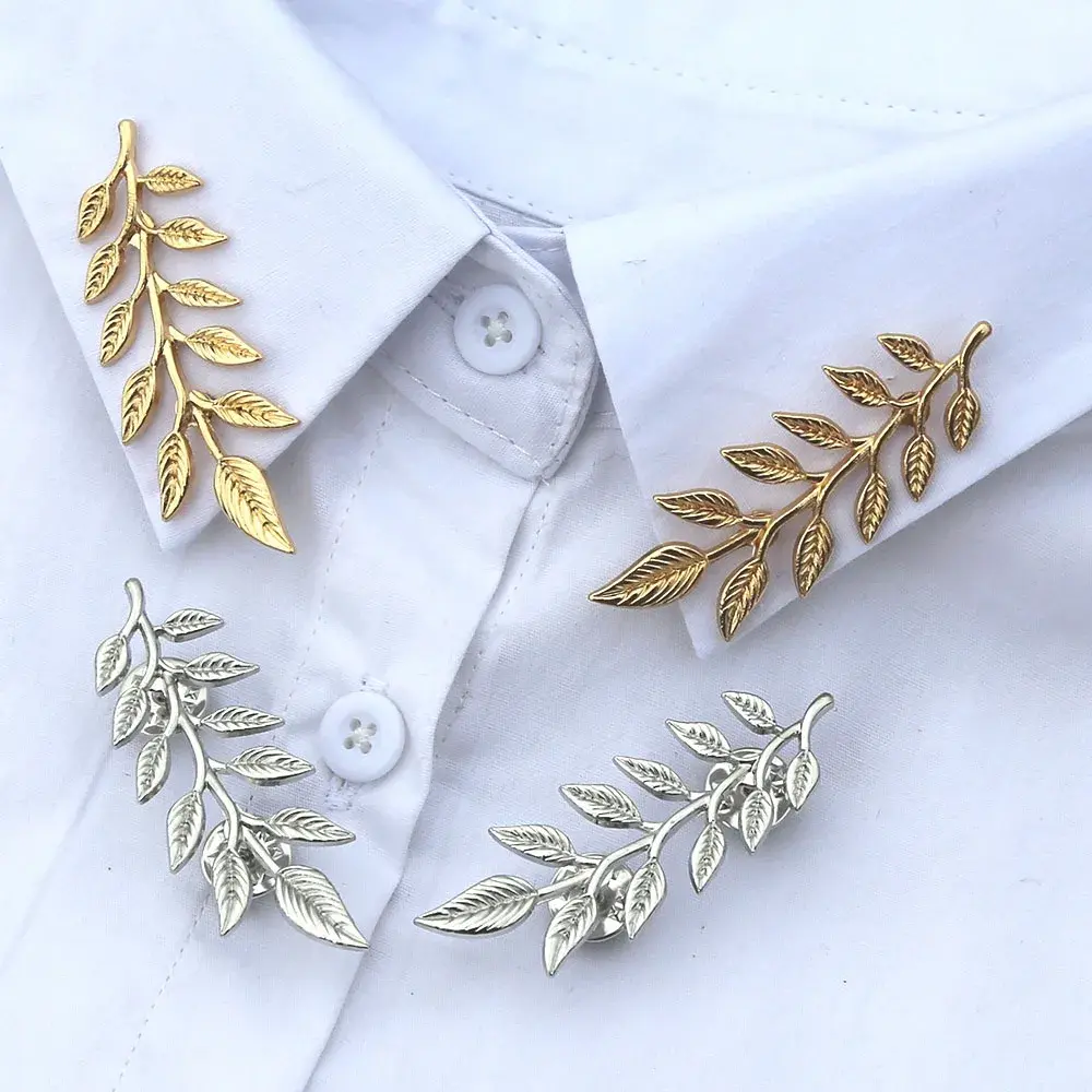 New Vintage Leaf Shirt Collar Pin Collar Brooch for Women's Brooch Metal Brooch