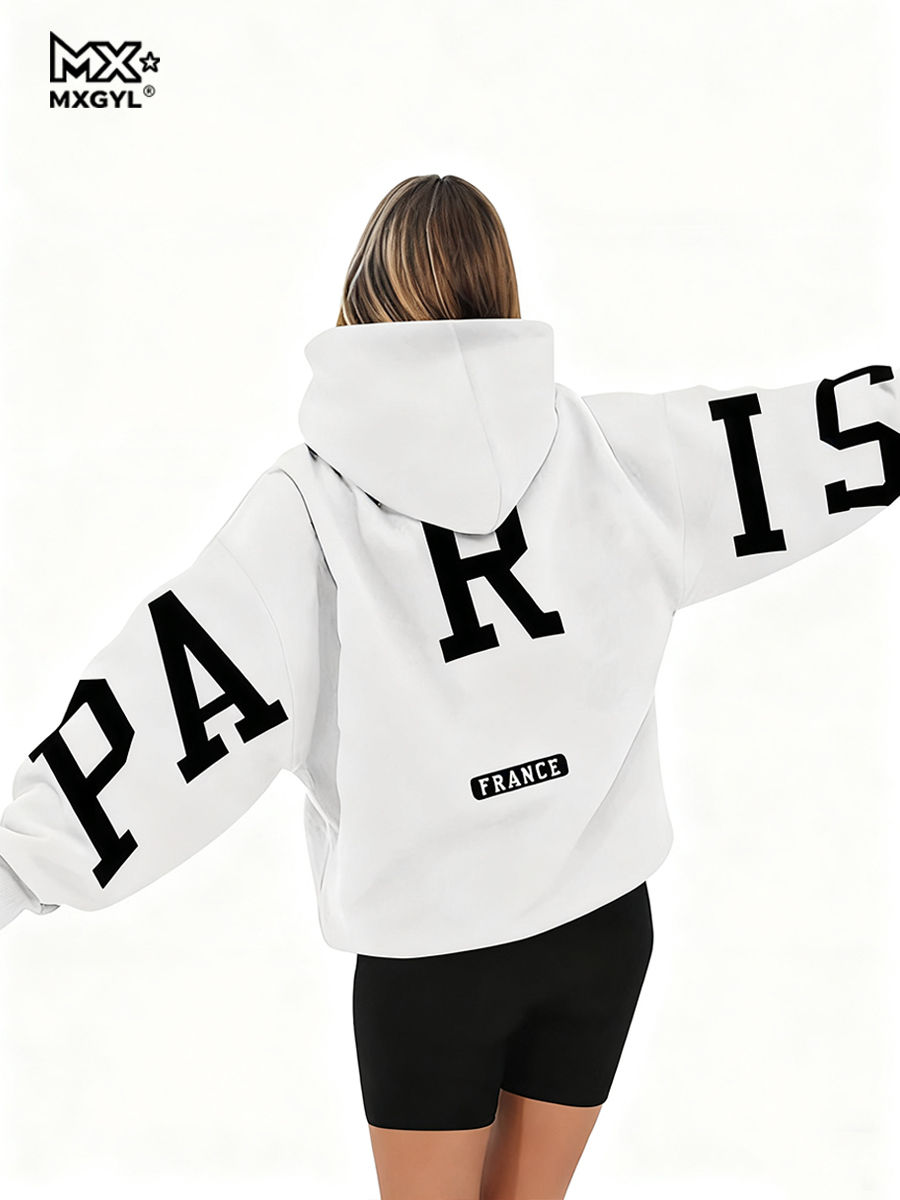 Thumbnail: European And American Loose Casual Pullover Hoodie Sweatshirt Coat Printed Lette
