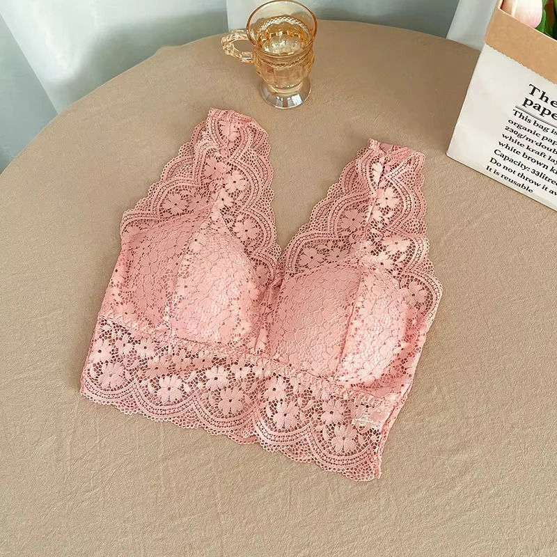 Thumbnail: Lace Bras Top Women Deep V Neck Sexy Lingerie Bra Tank Female