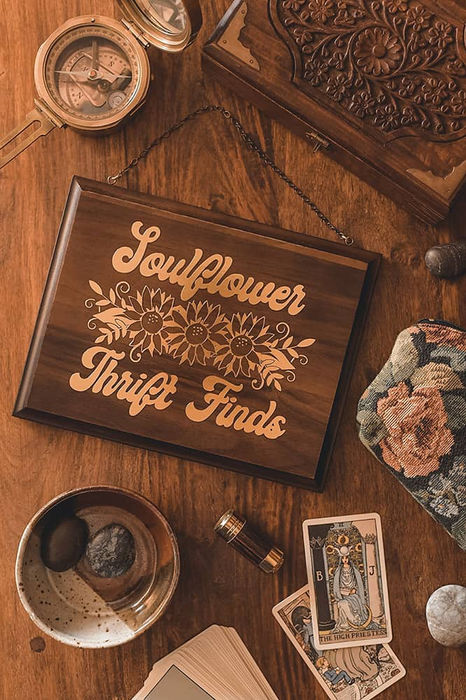 Soulflower Thrift signage design