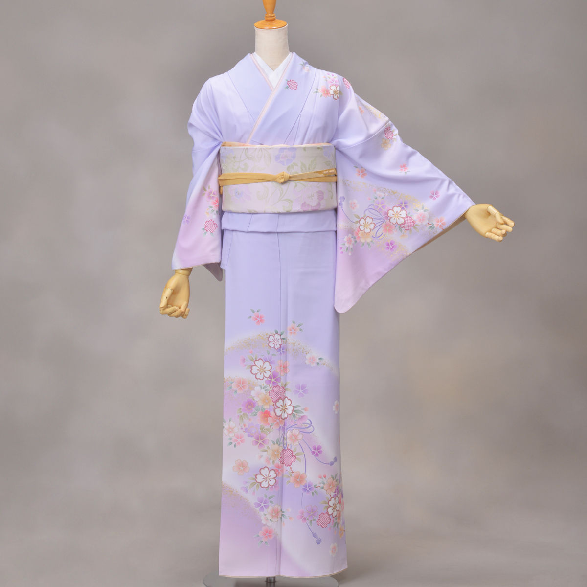 訪問着　化繊　紫　HK-2