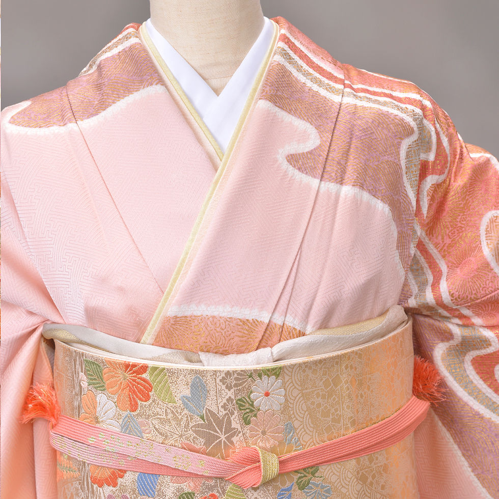 サムネイル： 訪問着　正絹薄ピンク　オシドリ　HS-5