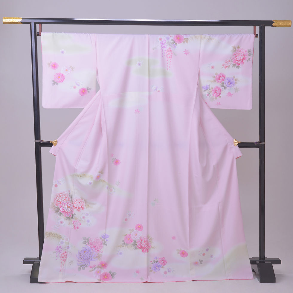 サムネイル： 訪問着　化繊ピンク乙葉　HK-4
