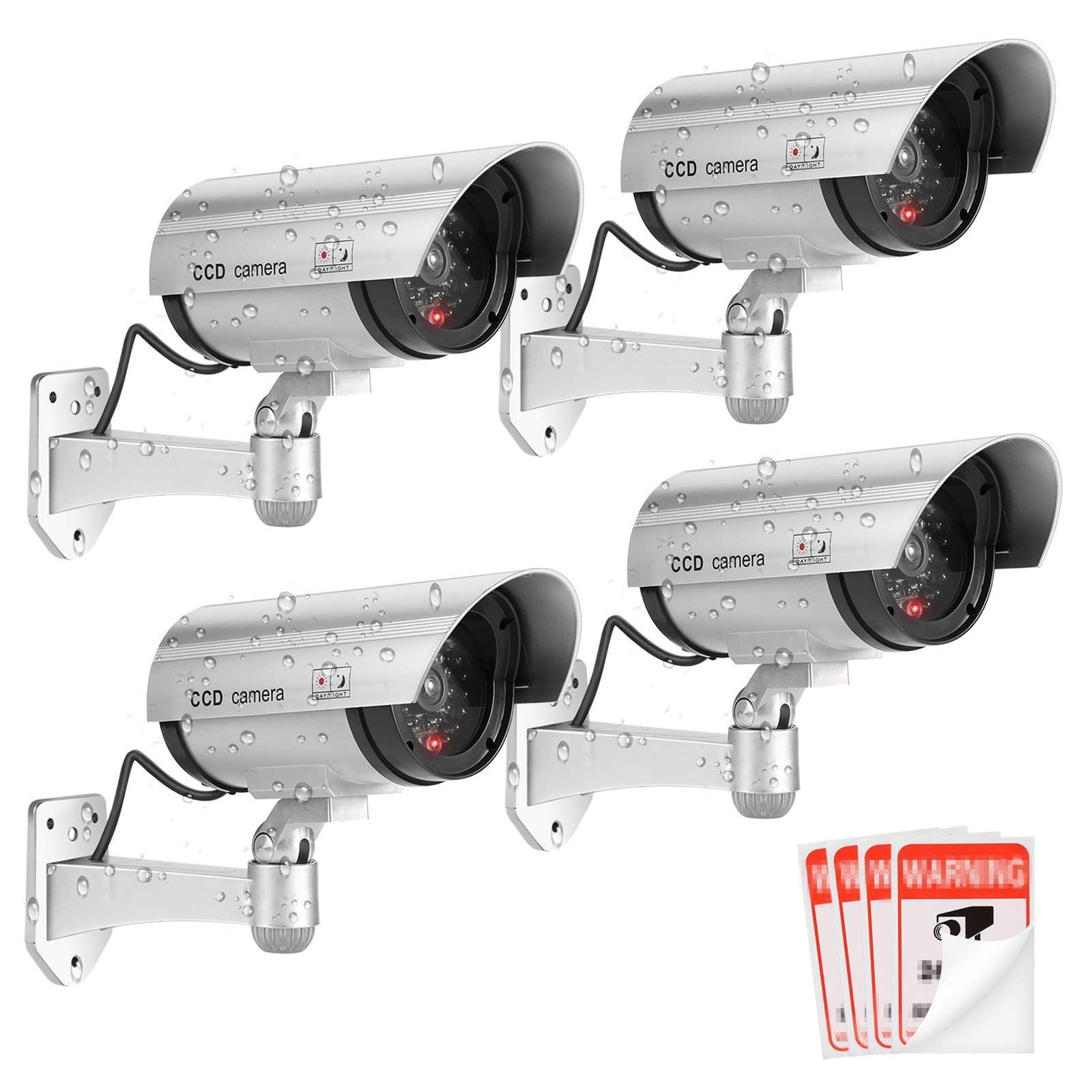 FITNATE Dummy Security Camera Upgrated 4 Packs Fake Security Camera CCTV Surveil