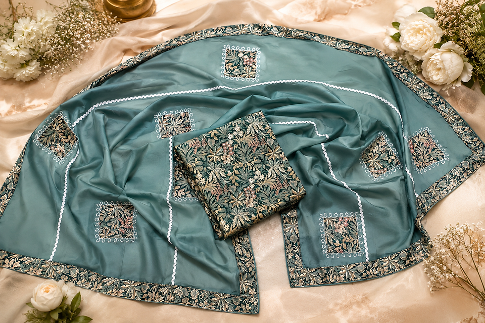 Pure cotton suit with muslin fancy dupatta and floral embroidery