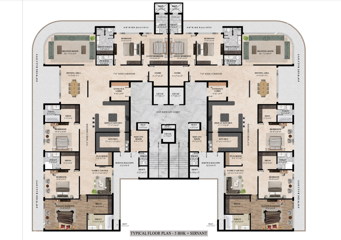 5+1 BHK Floor Plan