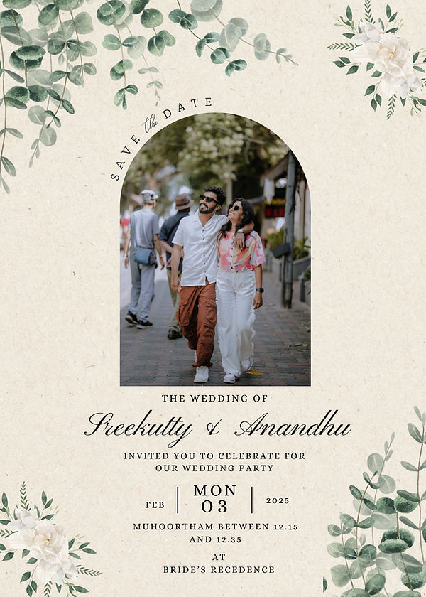 Green and White Minimalist Eucalyptus Leaves Collage Save the Date Card (1).jpg