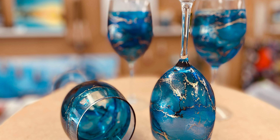 TOOWOOMBA - TCC - Make your own alcohol ink Wine Glasses set