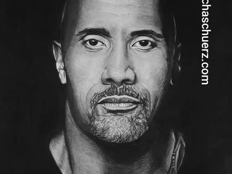 Dwayne Johnson - The Rock Pencil and Charcoal drawing by Sascha Schürz