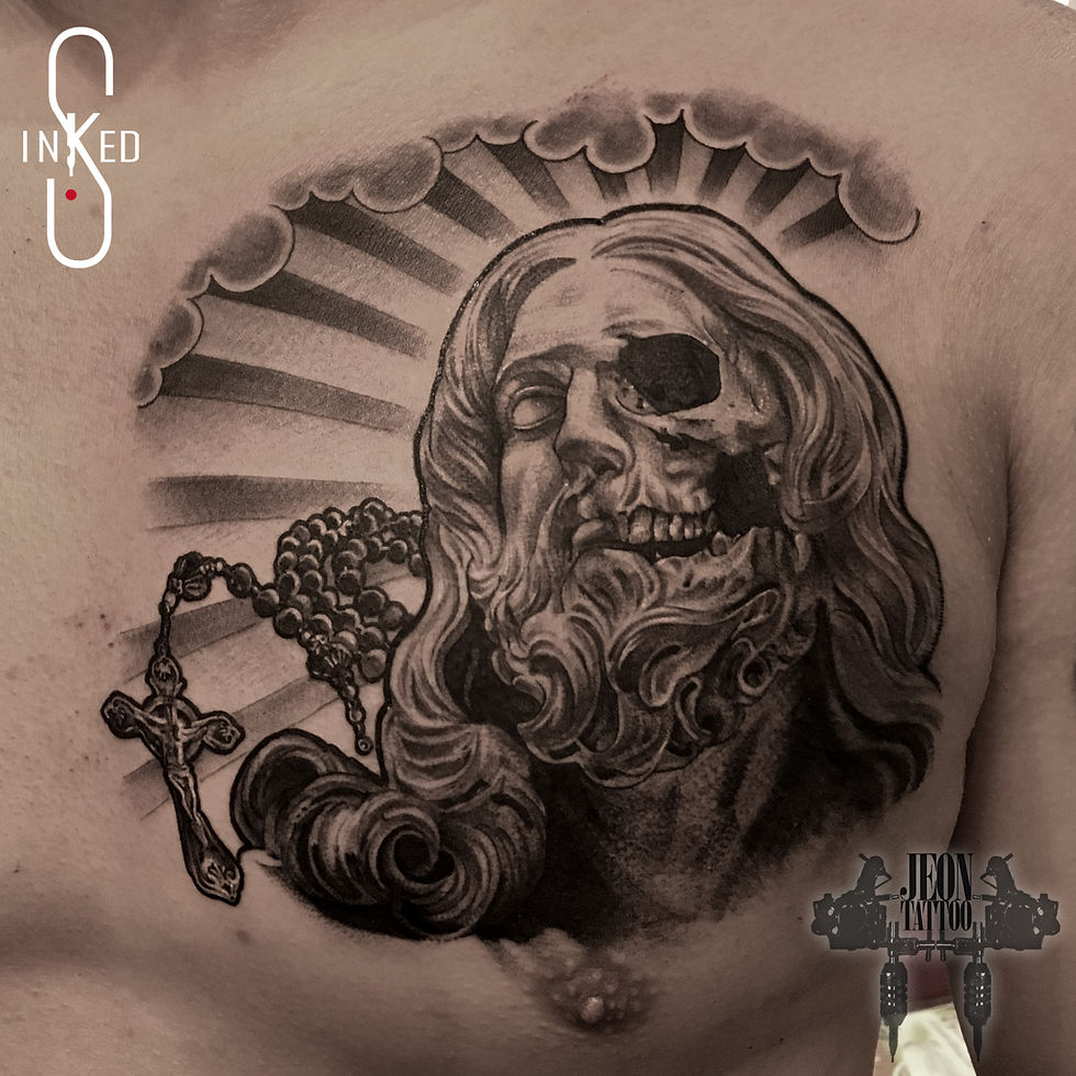 jesus black and grey tattoo by Jeon