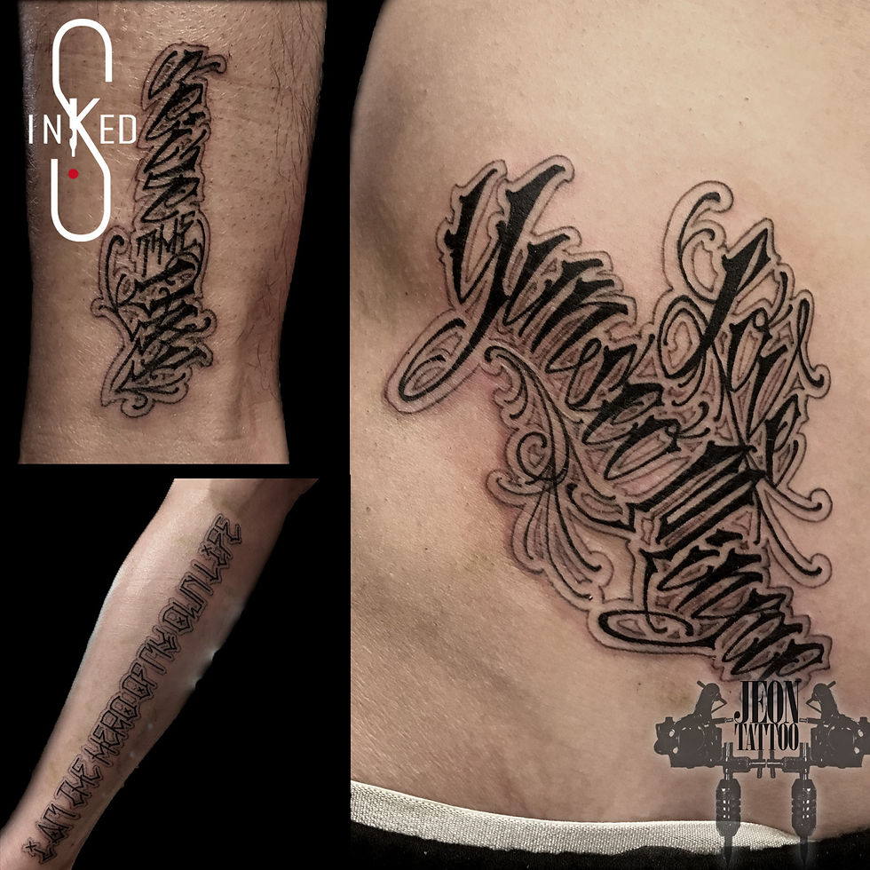 chicano lettering tattoo by Jen