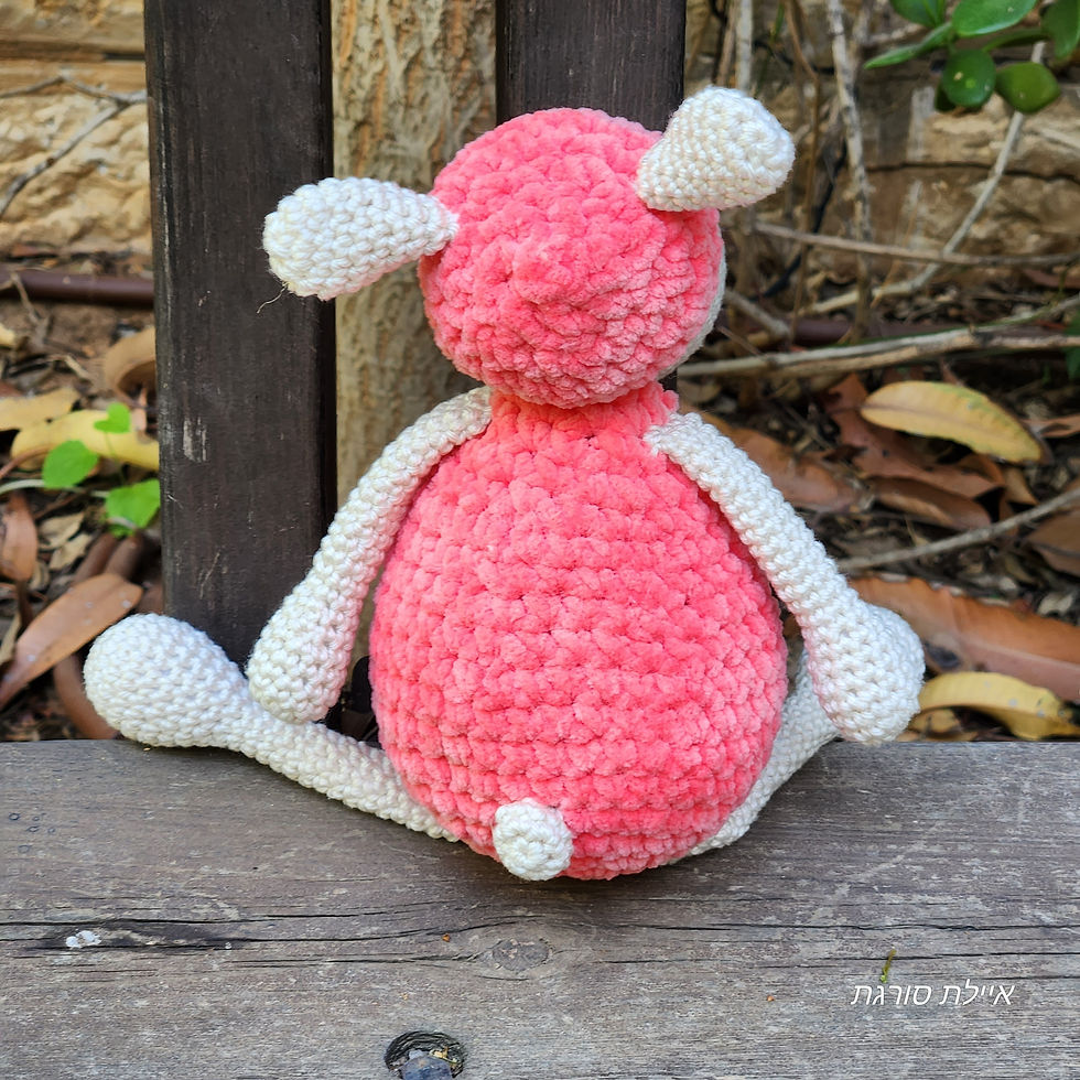 תמונה ממוזערת: בובת כבשה סרוגה בעבודת  יד | כבשה ורודה סרוגה | כבשה אמיגורומי