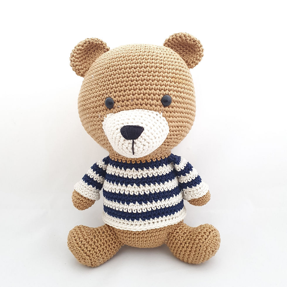 תמונה ממוזערת: דובי סרוג בעבודת יד, דובי בסוודר פסים