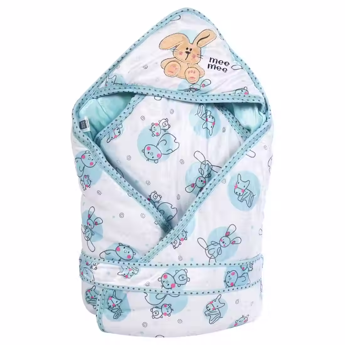 Mee Mee Baby Warm And Soft Swaddle Wrapper With Hood(Blue)