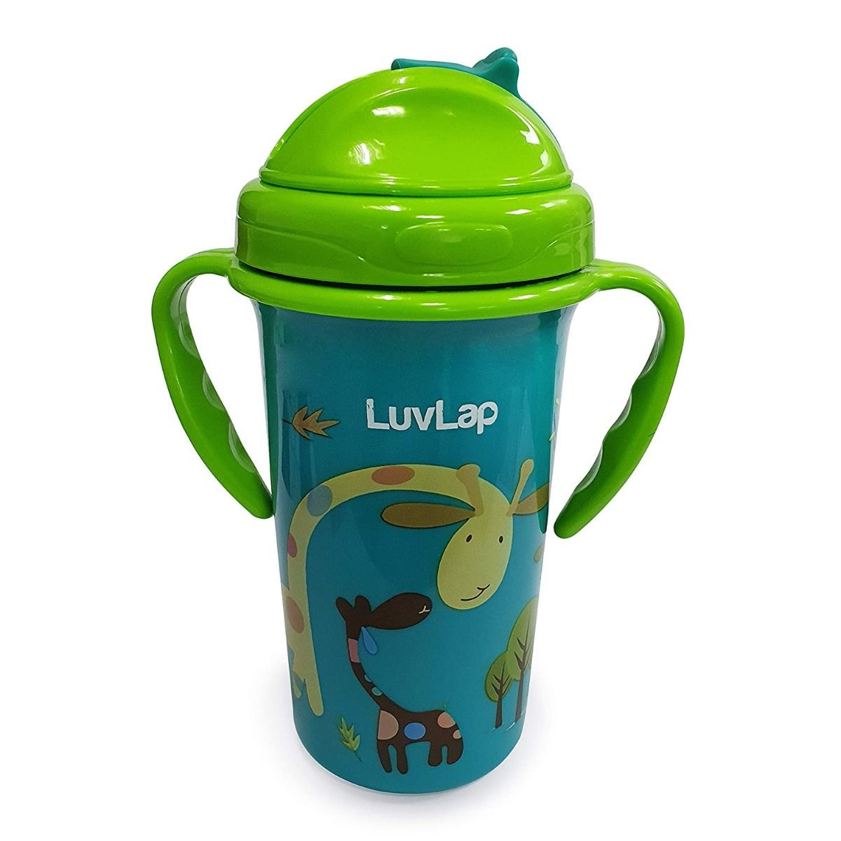 LuvLap Tiny Giffy Straw Sipper, 300Ml,Green
