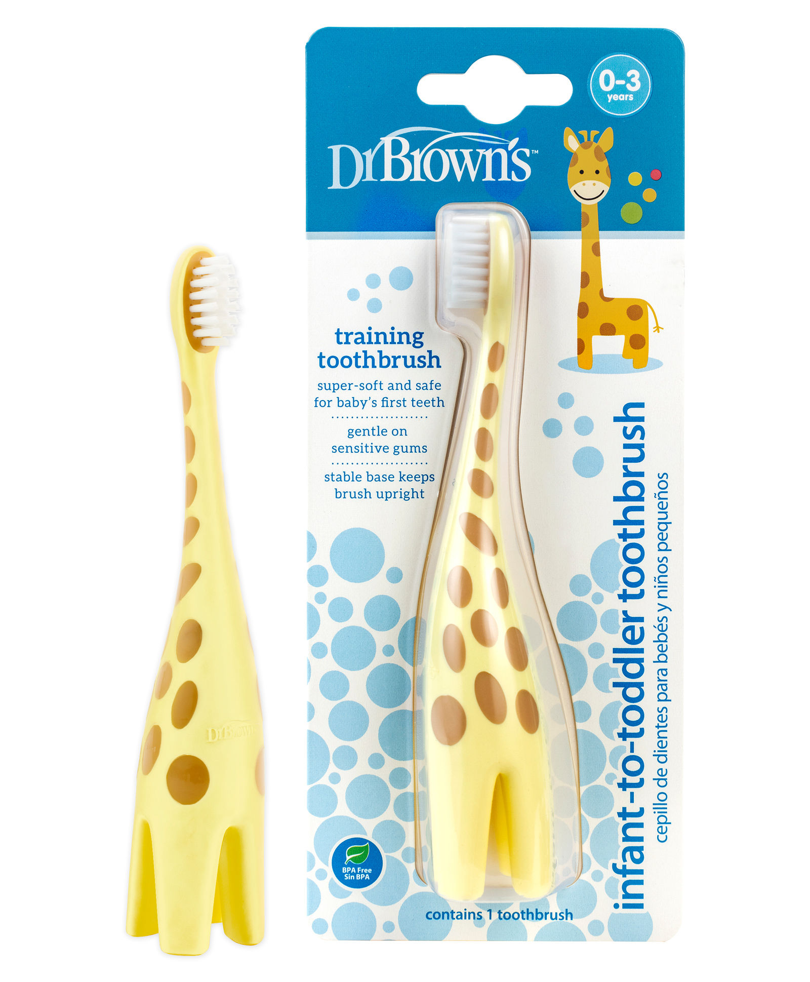 Dr. Brown's Infant To Toddler Toothbrush Giraffe- Yellow