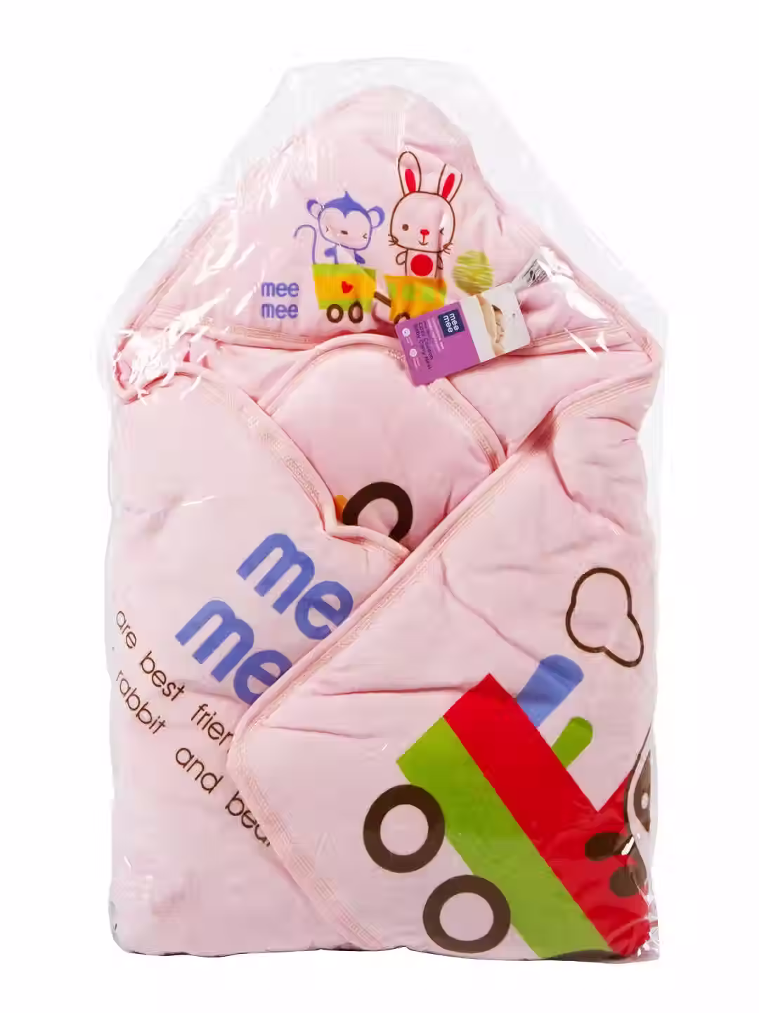 Pink Printed Wrapper With Hood