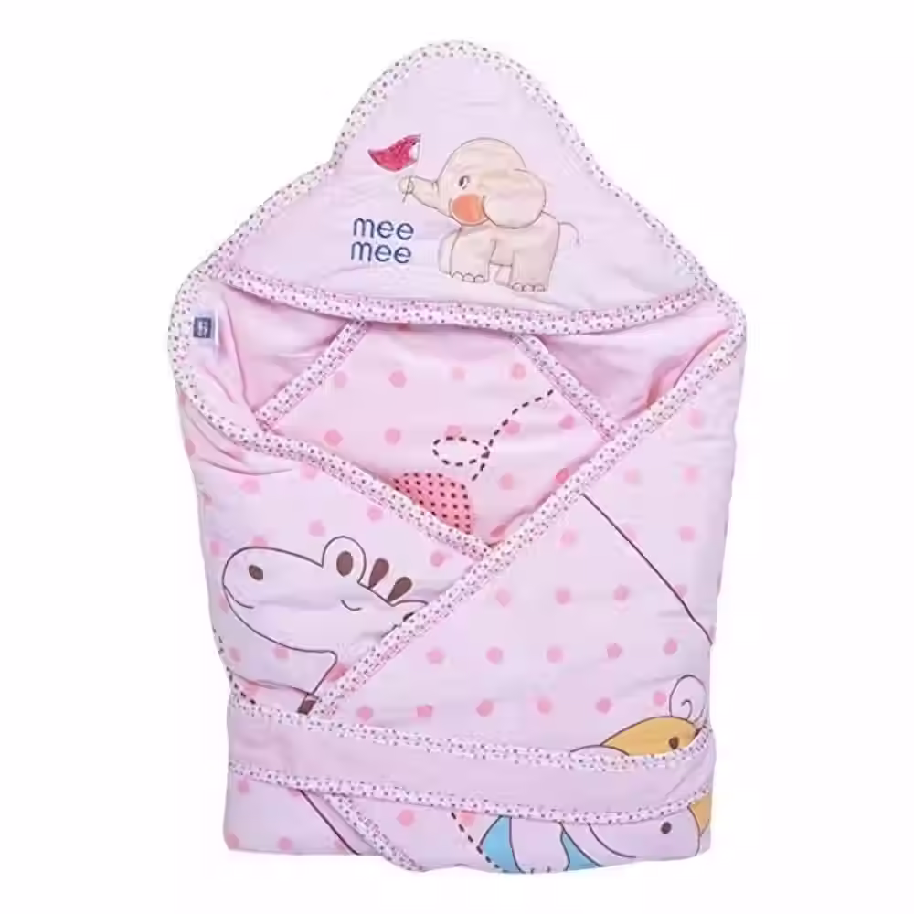 Mee Mee Baby Warm And Soft Swaddle Wrapperwith Hood(Pink)