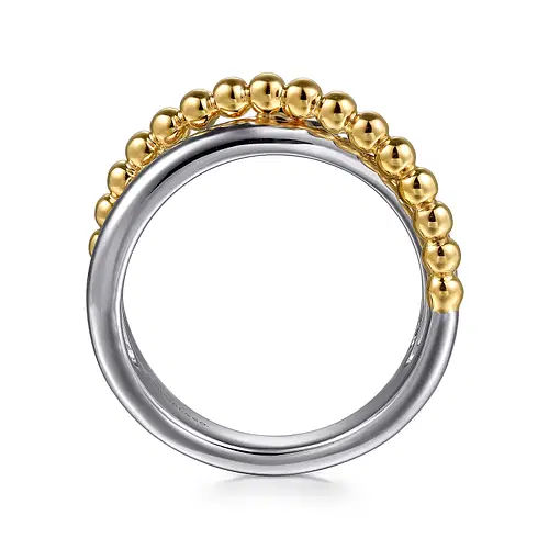 Thumbnail: 925 Sterling Silver and 14K Yellow Gold Bujukan Criss Cross Ring