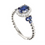 Thumbnail: 14K White Gold Bujukan Diamond Halo and Oval Blue Sapphire Fashion Ring