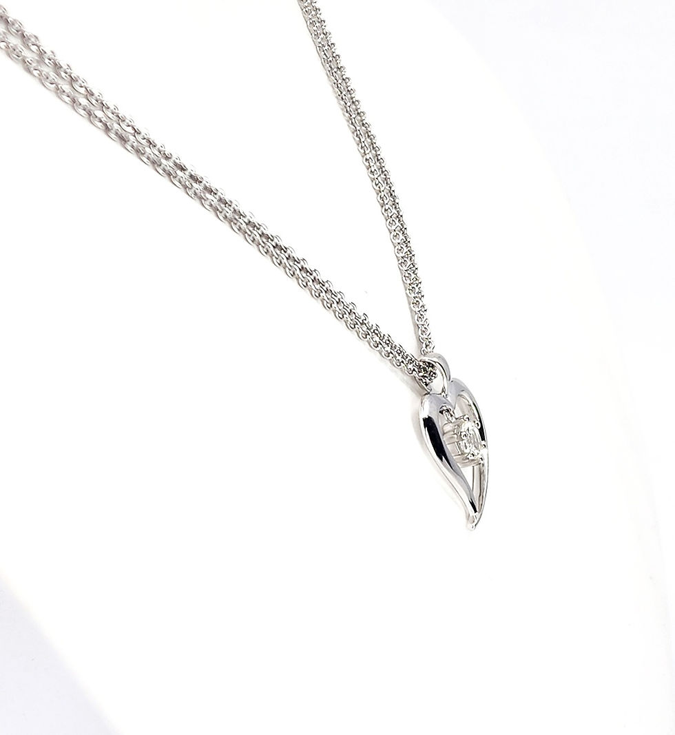 Thumbnail: Breuning Heart and White Sapphire Solitaire Pendant Necklace