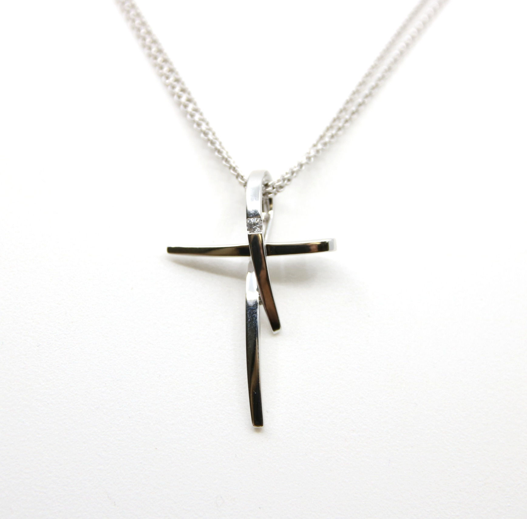 Freeform Cross Pendant with Sapphire Necklace