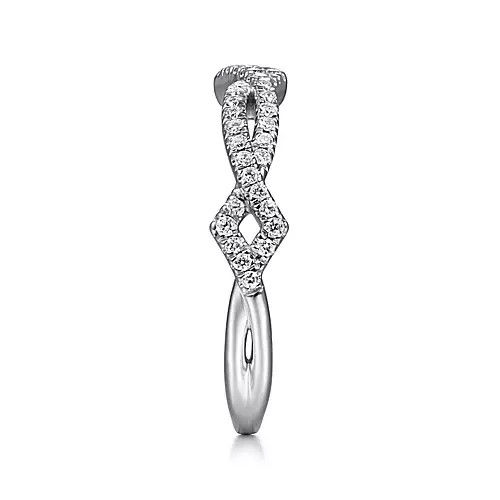 Thumbnail: White Gold and Diamond Twisted Stackable Ring