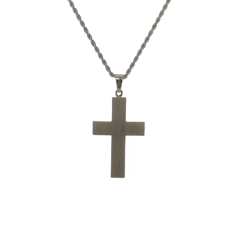 Thumbnail: Men's Stainless Steel Polished Cross Necklace 24-Inch