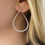 Thumbnail: 14k White Gold 45mm Intricate Pear Shaped Diamond Hoop Earrings