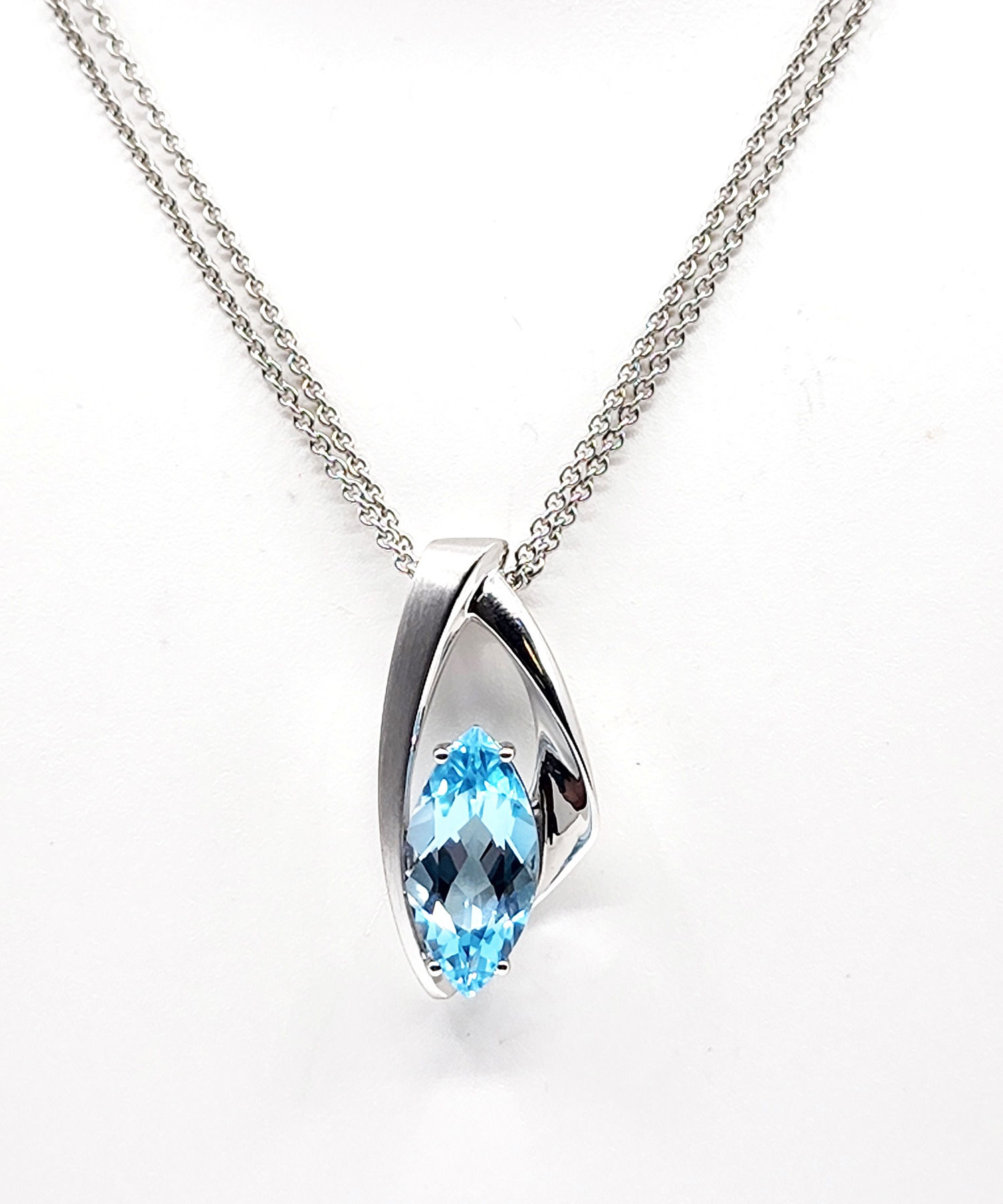 Sterling Silver Blue Topaz Pendant Necklace