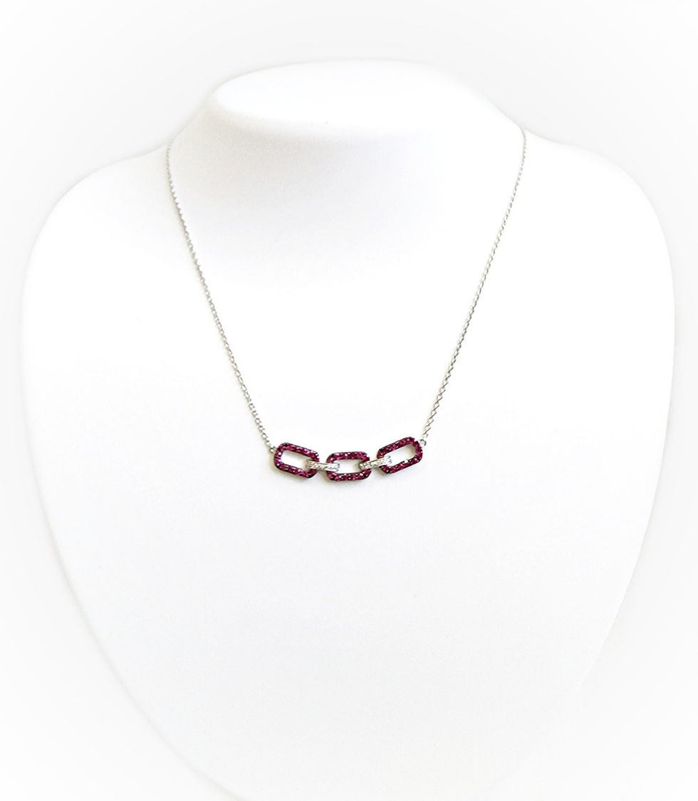 Thumbnail: Ruby and Diamond Oval Link Fashion Necklace