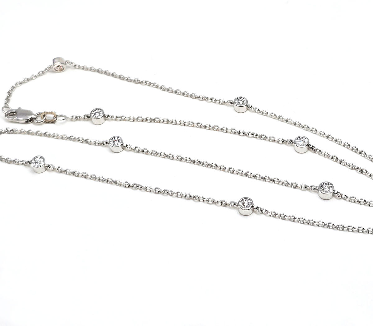 Allison Kaufman Double Diamond Station Necklace in White Gold