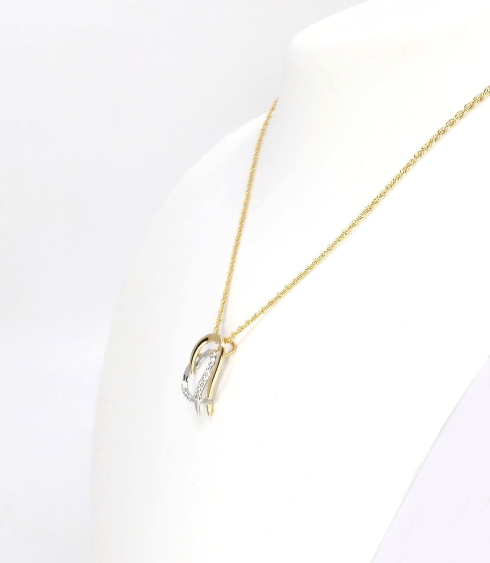 Thumbnail: Allison Kaufman Two-tone Diamond Heart Side Slide Necklace in 14K Gold