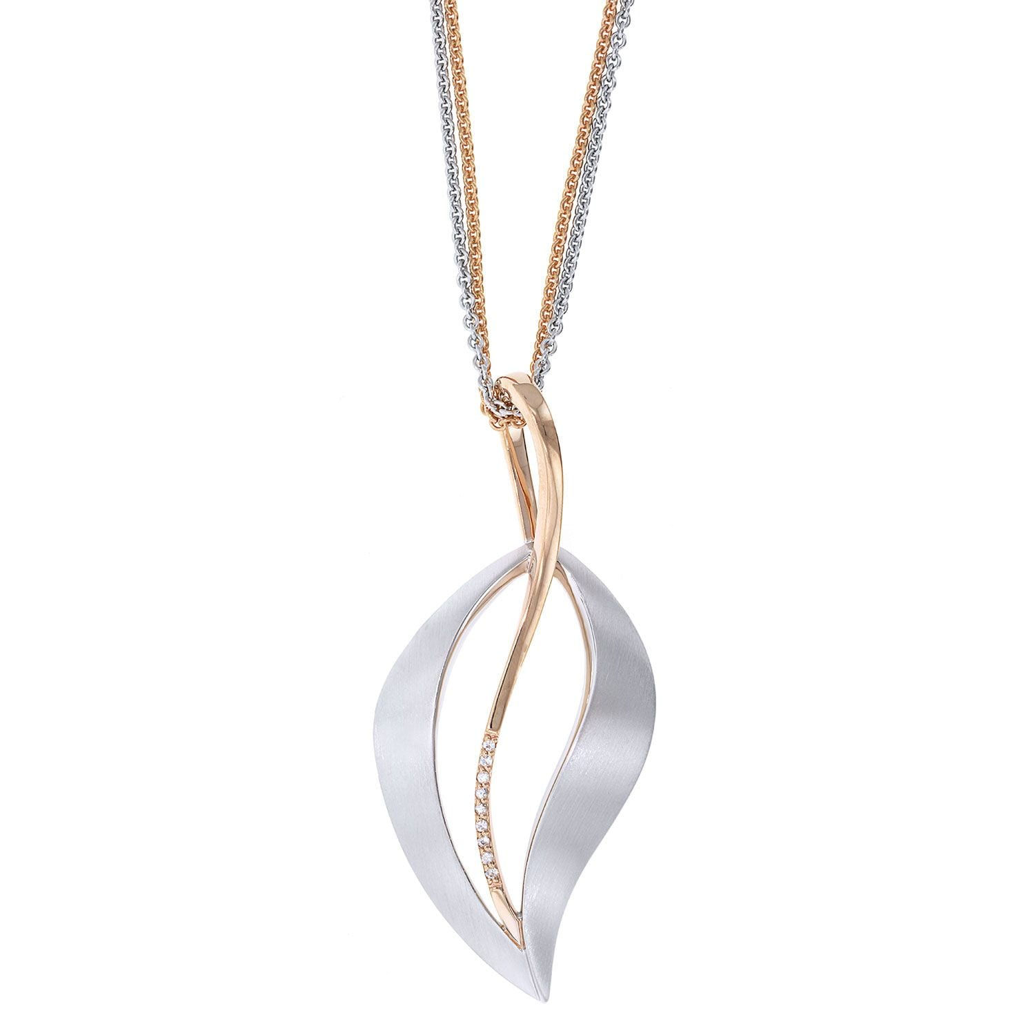 Rose Gold and Rhodium Plated Sterling Silver White Sapphire Necklace