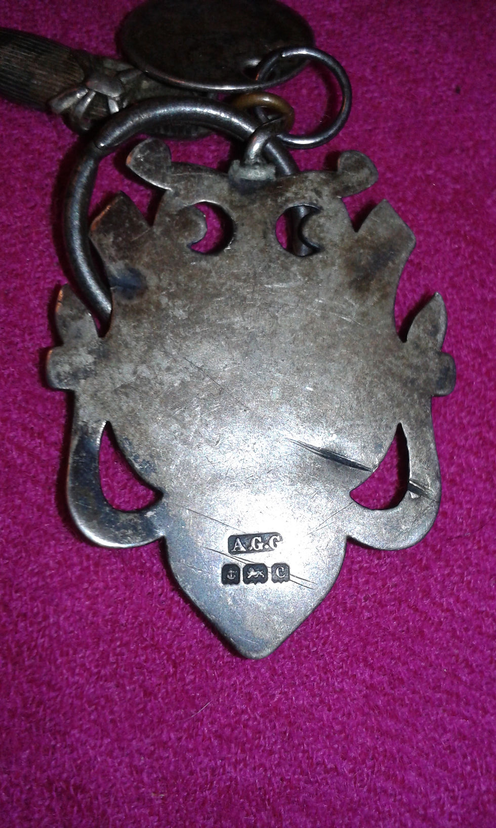 Thumbnail: Antique 1800s watch fob 1847 coin and shoe charm