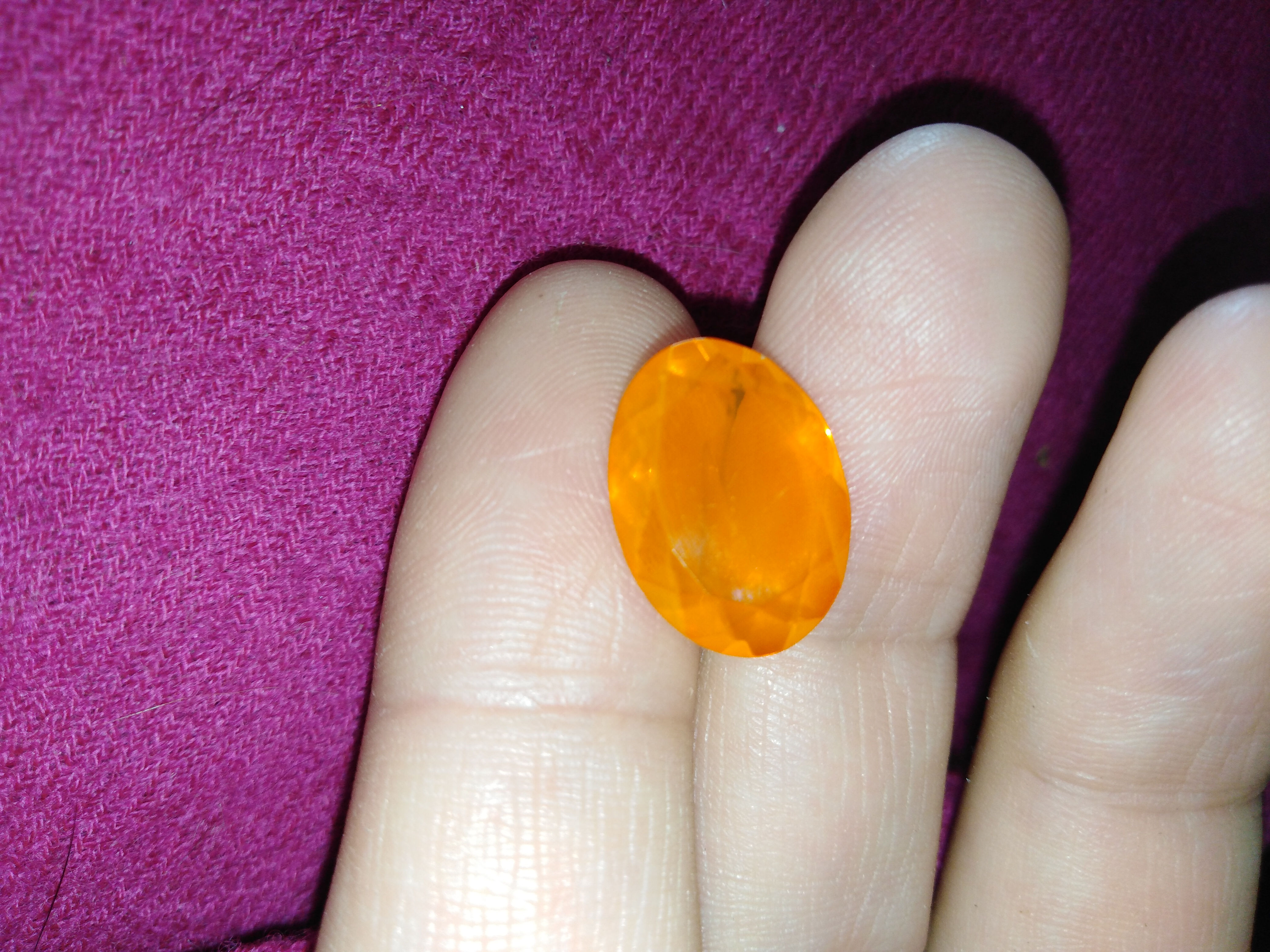 4.92ct Mexican Jalisco sunset Fanta orange fire opal oval faceted loose gemstone