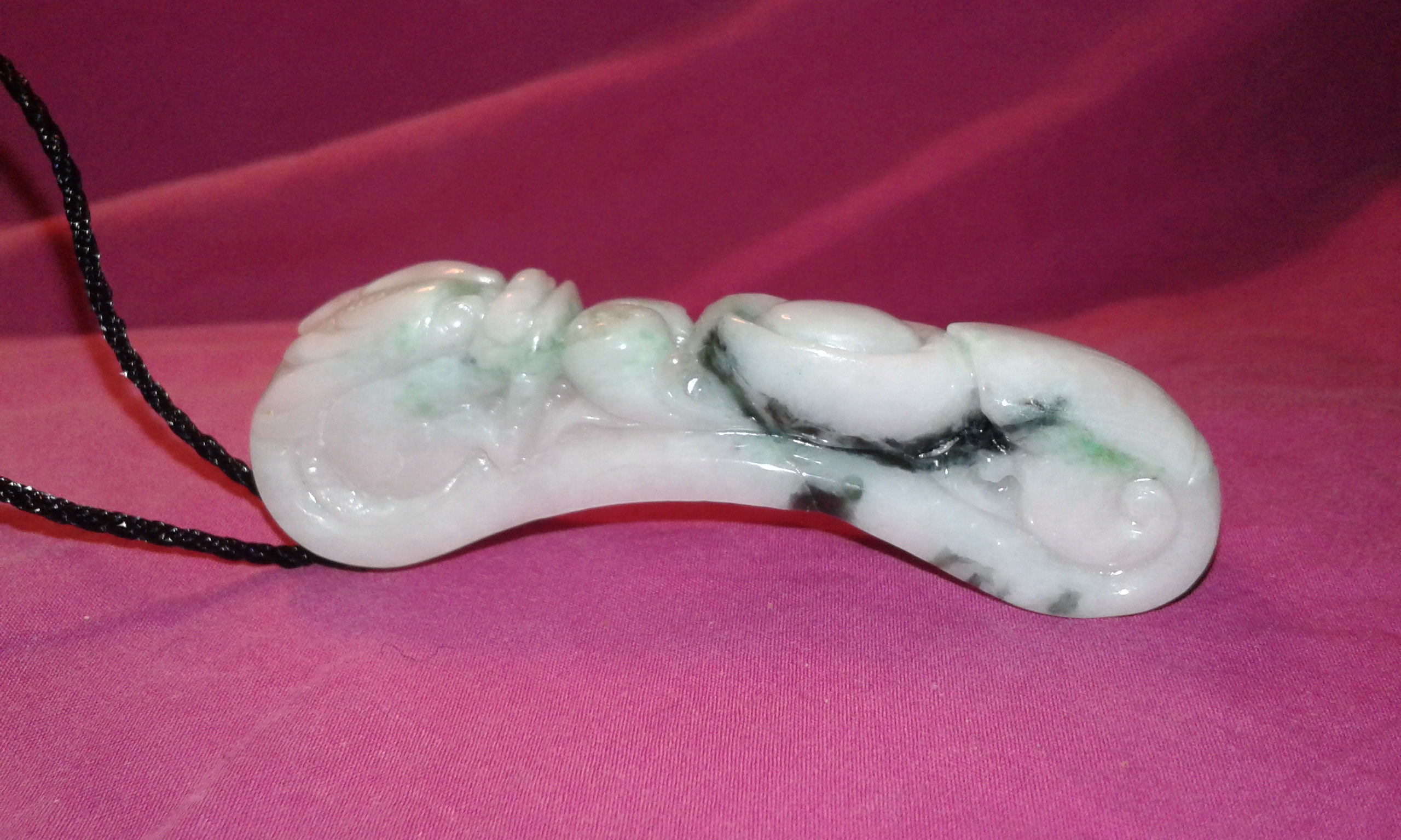 Untreated Jadeite A Jade Belt Buckle pendant Dragon RuYi Bat traditional Chinese