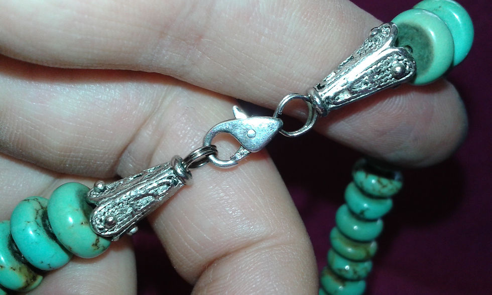 Thumbnail: Untreated Hebei turquoise and solid sterling silver beads unisex mens womens