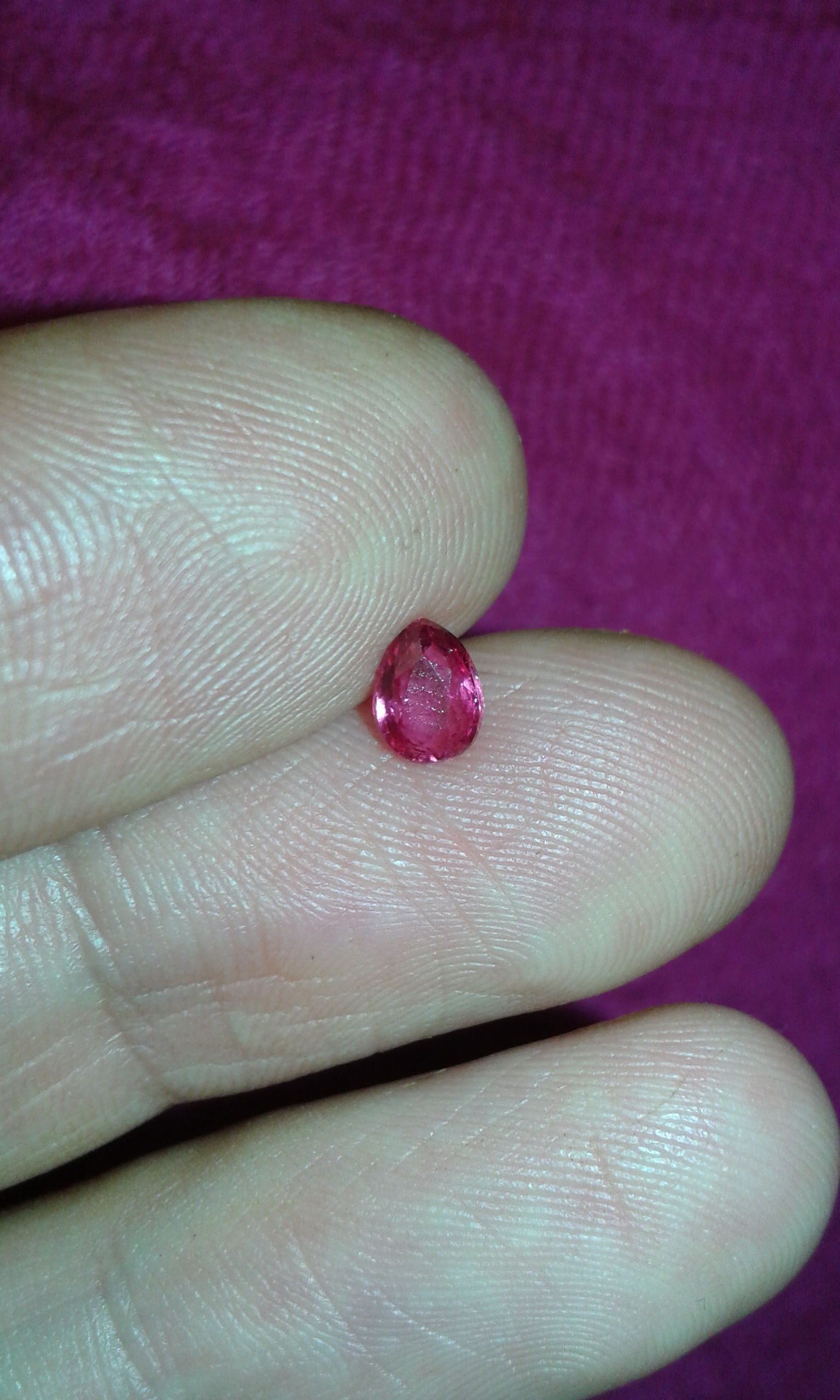 0.66ct untreated unheated pear faceted high clarity loose pink sapphire gemstone