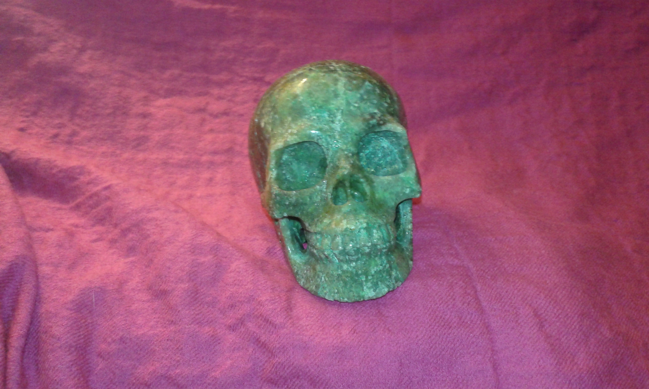 Untreated Chrysocolla hand carved skull organic Earth mined gem Mexican gothic