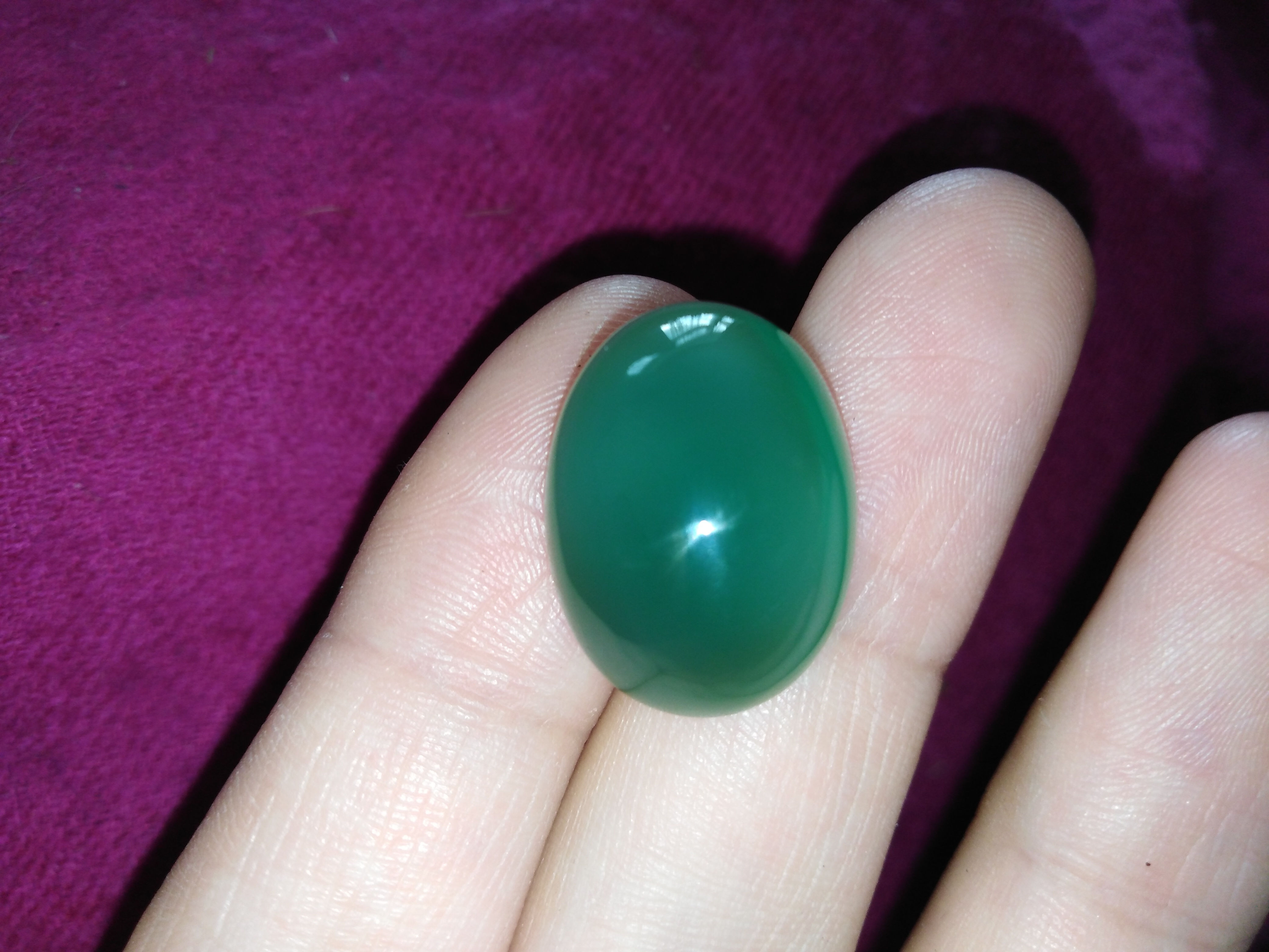 Loose green Chalcedony 26.79ct untreated unheated cabochon gemstone oval faceted